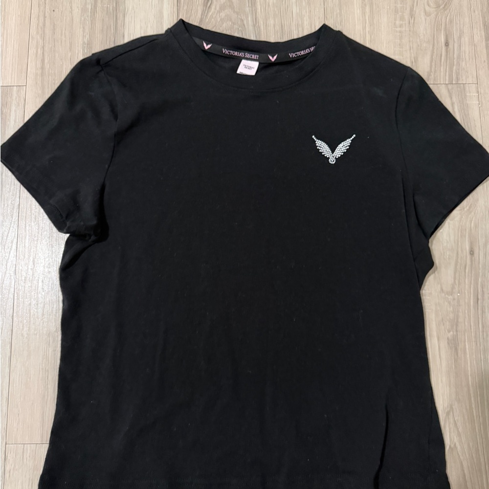 Victoria's Secret Black Tee with Winged Embellishment
